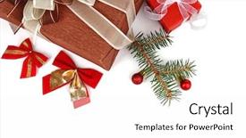  Presentation with christmas presents - Presentation featuring christmas-presents-with-decorations background and a white colored foreground