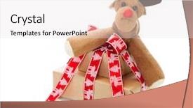  Presentation with christmas presents - Presentation theme consisting of christmas presents with stuffed reindeer background and a  colored foreground