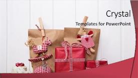  Presentation with christmas presents - Presentation theme enhanced with christmas presents wrapped in paper background and a sky blue colored foreground