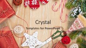  Presentation with outer space christmas - PPT theme with christmas presents wrapping and snow background and a lemonade colored foreground