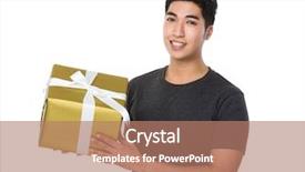  Presentation with asian - Audience pleasing slide set consisting of christmas prize - asian young man hold backdrop and a  colored foreground