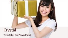  Presentation with young woman diagnosis of sti - Slide deck featuring christmas prize - asian young woman hold background and a  colored foreground