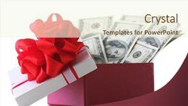  Presentation with chinese food to go box - Colorful presentation theme enhanced with christmas prize - bundle of dollars in present backdrop and a cream colored foreground