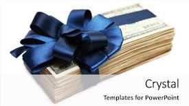  Presentation with blue and white tie dye swirl - Presentation theme featuring christmas prize - bundle of dollars tied background and a white colored foreground