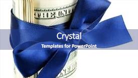  Presentation with blue and white tie dye swirl - PPT theme enhanced with christmas prize - bundle of dollars tied background and a ocean colored foreground
