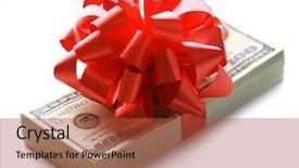  Presentation with blue and white tie dye swirl - Amazing PPT theme having christmas prize - bundle of dollars tied backdrop and a red colored foreground