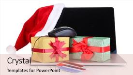  Presentation with prize - Cool new theme with christmas prize - laptop gift and computer mouse backdrop and a  colored foreground