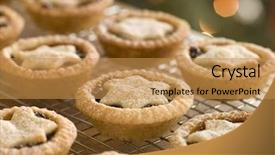  Presentation with pies - Audience pleasing theme consisting of christmas pudding - mince pies on a cooling backdrop and a gold colored foreground