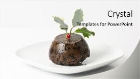  Presentation with christmas holly - Theme with christmas pudding decorated with holly background and a white colored foreground