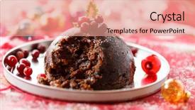 Presentation with pudding - PPT theme enhanced with christmas pudding background and a coral colored foreground
