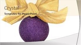  Presentation with purple gold - Cool new PPT theme with christmas purple bauble with gold bow and bead chain over white background backdrop and a blonde colored foreground