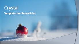  Presentation with snow day - PPT theme having christmas red balls with long shadows in fresh snow on beautiful sunny winter day background and a light blue colored foreground