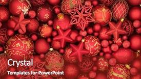  Presentation with christmas red - Beautiful presentation theme featuring christmas red bauble decorations forming backdrop and a crimson colored foreground