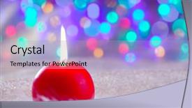  Presentation with candle christmas - PPT theme having christmas red candle on fur background and a light blue colored foreground