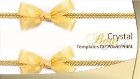  Presentation with white gold - Beautiful PPT theme featuring christmas ribbon - gold bow isolated on white backdrop and a cream colored foreground