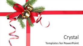  Presentation with seasons greetings - Beautiful theme featuring christmas ribbon bow with fir backdrop and a white colored foreground