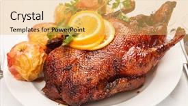  Presentation with golden christmas - Colorful slide set enhanced with christmas roast goose backdrop and a yellow colored foreground