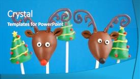  Presentation with cake - Slide set featuring christmas rudolph - reindeer cake pops background and a teal colored foreground