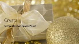  Presentation with golden ball gown - Cool new presentation theme with christmas's decoration decorative ball in the golden arrangement backdrop and a coral colored foreground