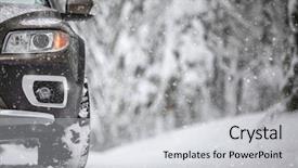  Presentation with road safety drive - Slides having christmas safety - car on a snowy winter background and a light gray colored foreground