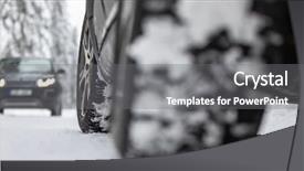  Presentation with road safety drive - Amazing PPT theme having christmas safety - car on a snowy winter backdrop and a gray colored foreground