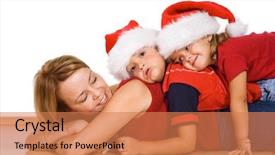  Presentation with christmas kids - Colorful PPT layouts enhanced with christmas safety - kids playing with their mother backdrop and a coral colored foreground