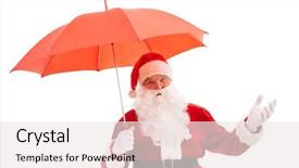  Presentation with isolation - Theme consisting of christmas safety - photo of happy santa claus background and a sky blue colored foreground