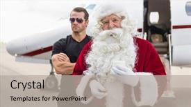  Presentation with private jet - Presentation theme having christmas safety - portrait of santa holding milk background and a light gray colored foreground