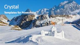  Presentation with fort - Colorful PPT layouts enhanced with christmas safety - snow fort in mountains ski backdrop and a  colored foreground