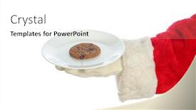  Presentation with cookies christmas - Slide set with christmas-santa-claus-holds-cookies background and a white colored foreground