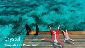  Presentation with girl christmas - Theme enhanced with christmas-santa-claus background and a ocean colored foreground