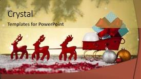  Presentation with santa sleigh - Slide deck having christmas santa sleigh on gift background and a  colored foreground