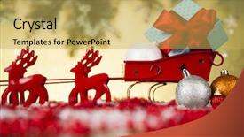  Presentation with santa sleigh - Presentation design featuring christmas santa sleigh on gift background and a yellow colored foreground