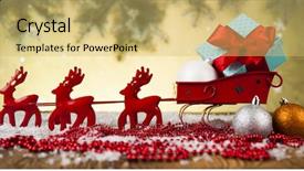  Presentation with santa sleigh - Amazing PPT layouts having christmas santa sleigh on gift backdrop and a yellow colored foreground
