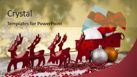  Presentation with santa sleigh - Amazing PPT theme having christmas santa sleigh on gift backdrop and a yellow colored foreground