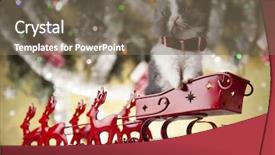  Presentation with santa sleigh - Amazing slide deck having christmas santa sleigh on gift backdrop and a violet colored foreground