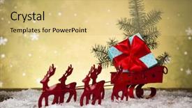  Presentation with santa sleigh - PPT layouts featuring christmas santa sleigh on gift background and a yellow colored foreground