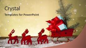  Presentation with santa sleigh - PPT theme consisting of christmas santa sleigh on gift background and a lemonade colored foreground