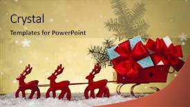  Presentation with santa sleigh - Presentation theme having christmas santa sleigh on gift background and a yellow colored foreground