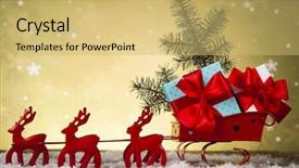  Presentation with santa sleigh - Theme consisting of christmas santa sleigh on gift background and a yellow colored foreground