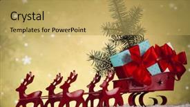  Presentation with santa sleigh - Amazing PPT theme having christmas santa sleigh on gift backdrop and a yellow colored foreground