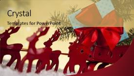  Presentation with santa sleigh - Amazing slide deck having christmas santa sleigh on gift backdrop and a yellow colored foreground
