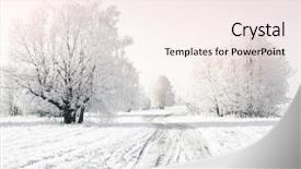  Presentation with rural road - Amazing slide deck having christmas scene - frozen trees and rural road backdrop and a sky blue colored foreground