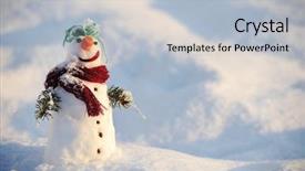 Presentation with copy space leadership - Slide set consisting of christmas scene - snowman with copy space background and a light gray colored foreground