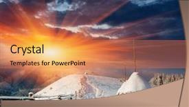  Presentation with winter scene - Cool new PPT layouts with christmas scene - winter landscape on a sunset backdrop and a coral colored foreground