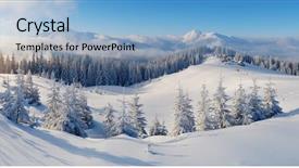  Presentation with winter scene - Beautiful PPT layouts featuring christmas scene - winter panorama of mountains backdrop and a light blue colored foreground