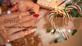  Presentation with white candles - Presentation theme featuring christmas-scene-with-a-white background and a coral colored foreground