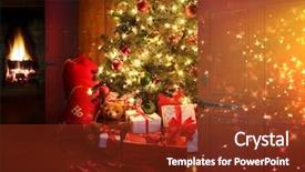  Presentation with christmas tree - Slides with christmas scene with tree gifts background and a tawny brown colored foreground