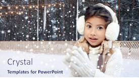  Presentation with ice rink - Amazing PPT theme having christmas-season-and-children-concept backdrop and a sky blue colored foreground