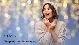  Presentation with festive season - Beautiful presentation theme featuring festive lights on blue background backdrop and a light blue colored foreground